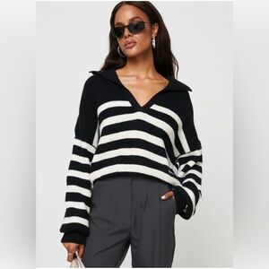 Princess Polly Black and White Cowl Neck Sweater